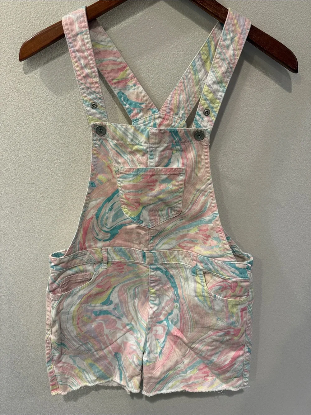 The Children's Place Pastel Marble-Print Short Overalls